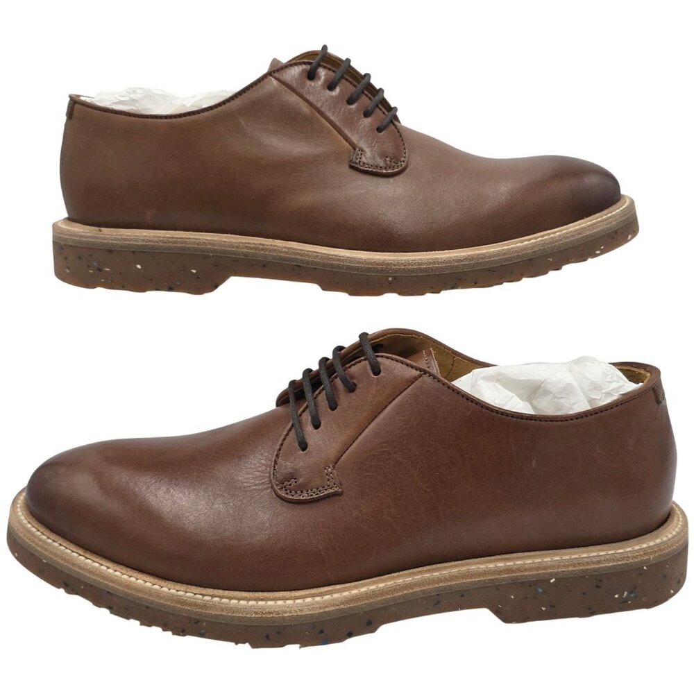 NEW Barneys New York 7656 Maine Burnished Brown Leather Derby Men 8.5 Dress Shoe - Picture 3 of 16